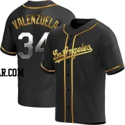 Fernando Valenzuela Men's Los Angeles Dodgers Black Golden Replica Alternate Jersey