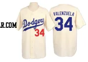 Fernando Valenzuela Men's Los Angeles Dodgers Cream Replica Throwback Jersey