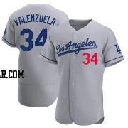 Fernando Valenzuela Men's Los Angeles Dodgers Gray Authentic Away Jersey