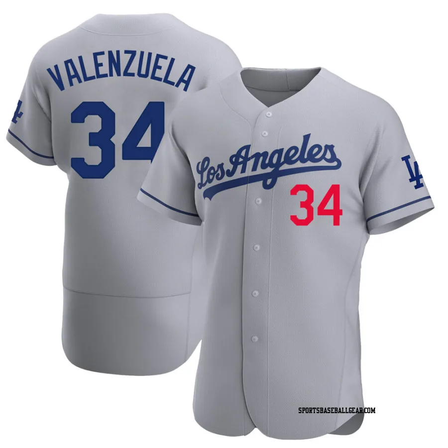 Fernando Valenzuela Men's Los Angeles Dodgers Gray Authentic Away Jersey