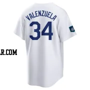 Fernando Valenzuela Men's Los Angeles Dodgers White Replica 2024 World Tour Seoul Series Home Jersey