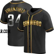 Fernando Valenzuela Men's San Diego Padres Black Golden Replica Alternate Jersey