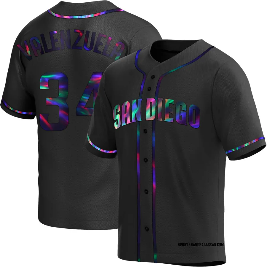 Fernando Valenzuela Men's San Diego Padres Black Holographic Replica Alternate Jersey