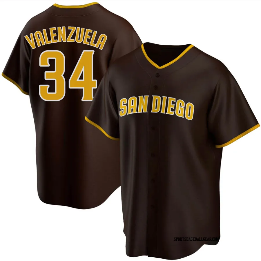 Fernando Valenzuela Men's San Diego Padres Brown Replica Road Jersey