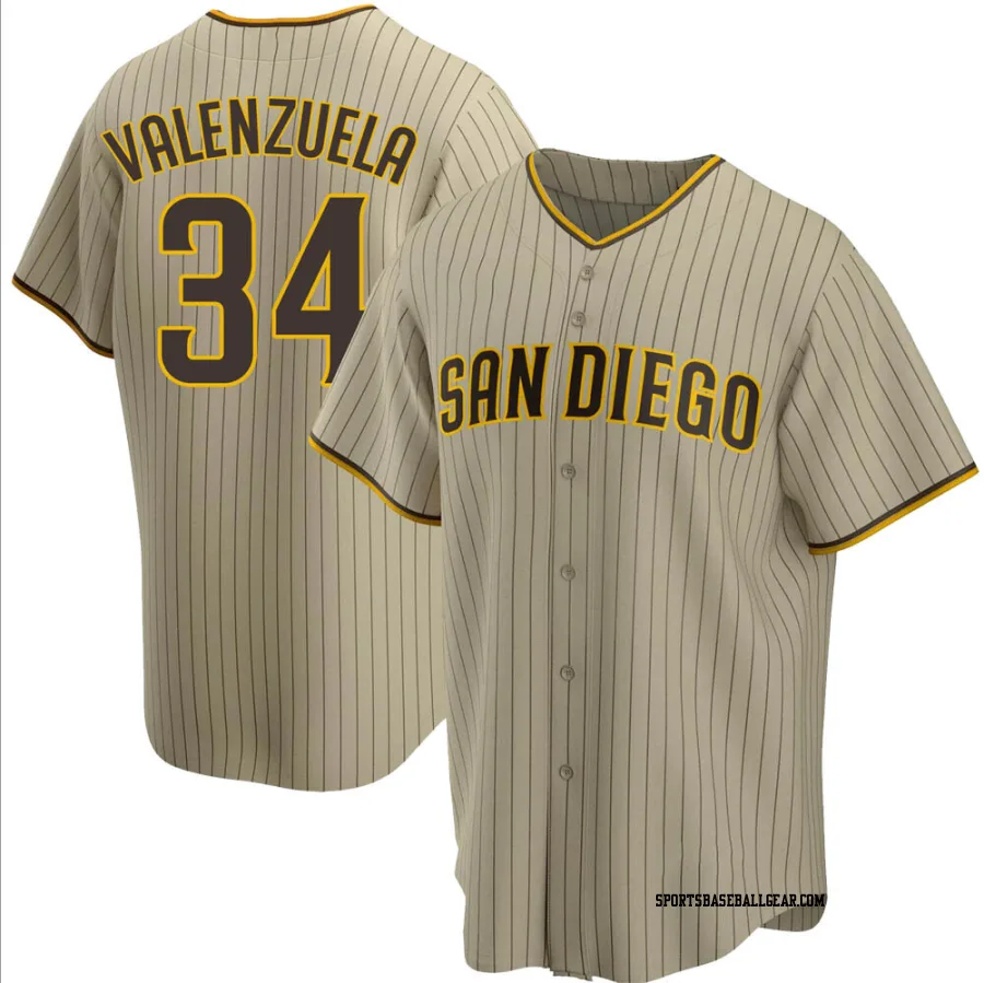 Fernando Valenzuela Men's San Diego Padres Sand/Brown Replica Alternate Jersey