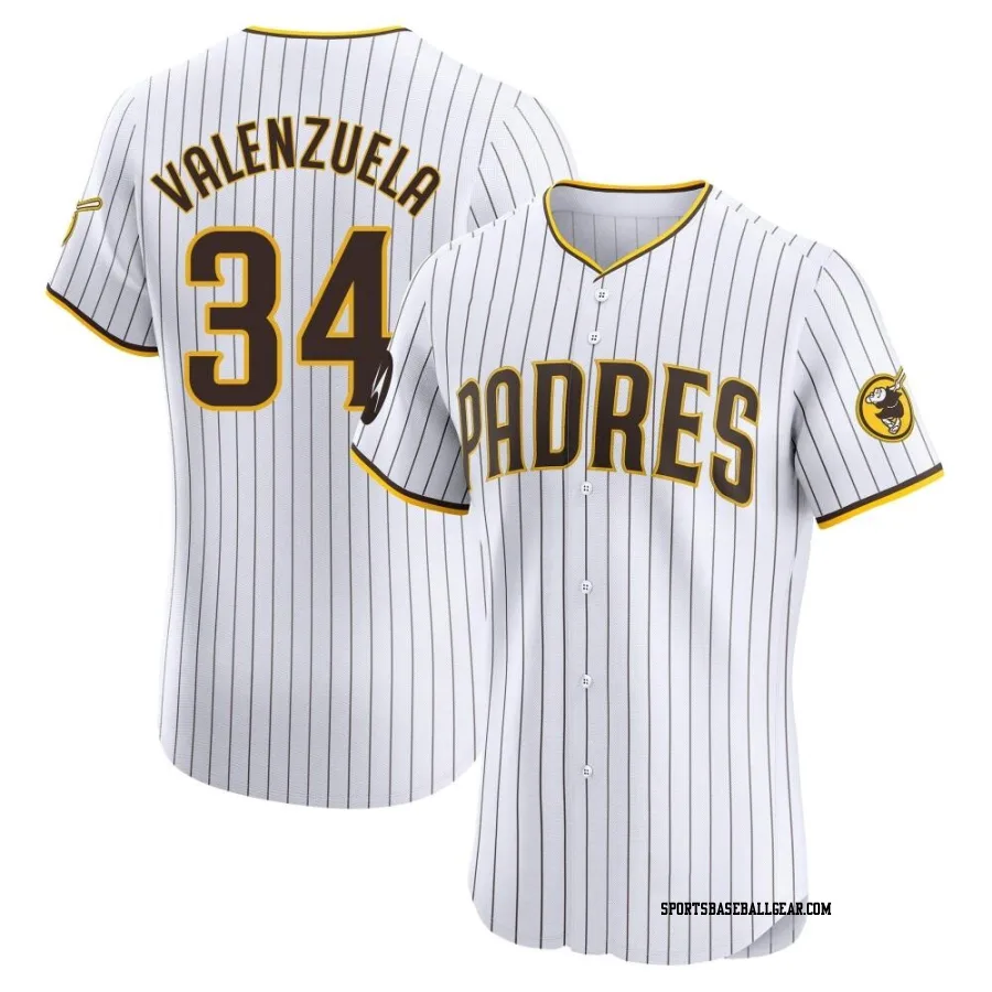 Fernando Valenzuela Men's San Diego Padres White Elite Home Patch Jersey