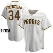 Fernando Valenzuela Men's San Diego Padres White/Brown Replica Home Jersey