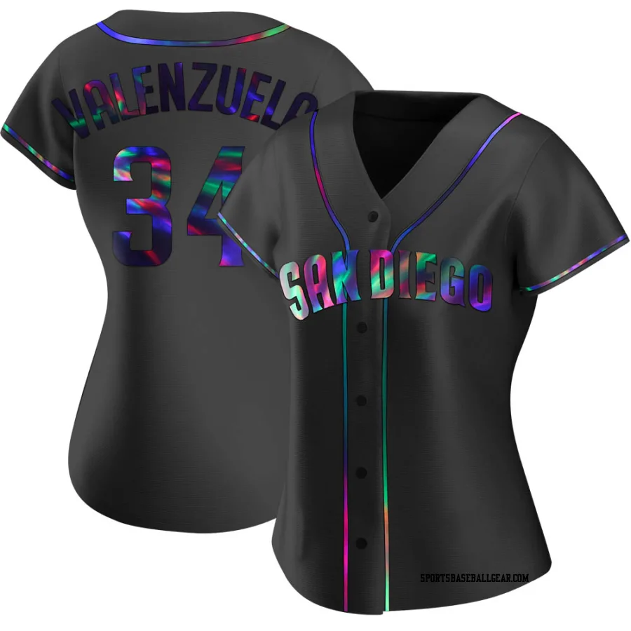 Fernando Valenzuela Women's San Diego Padres Black Holographic Replica Alternate Jersey