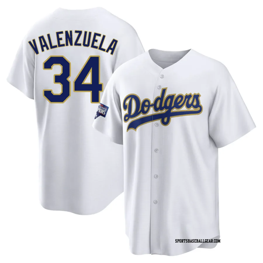 Fernando Valenzuela Youth Los Angeles Dodgers White/Gold Replica 2021 Gold Program Player Jersey