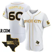 Forrest Whitley Men's Houston Astros White/Gold Authentic 2023 Space City Ready 2 Reign Flex Base Jersey