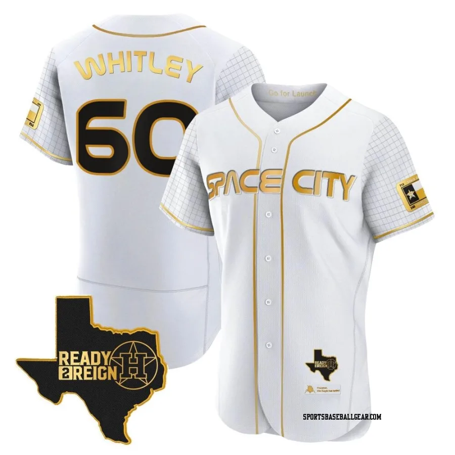 Forrest Whitley Men's Houston Astros White/Gold Authentic 2023 Space City Ready 2 Reign Flex Base Jersey