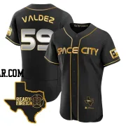 Framber Valdez Men's Houston Astros Black/Gold Authentic 2023 Space City Ready 2 Reign Flex Base Jersey