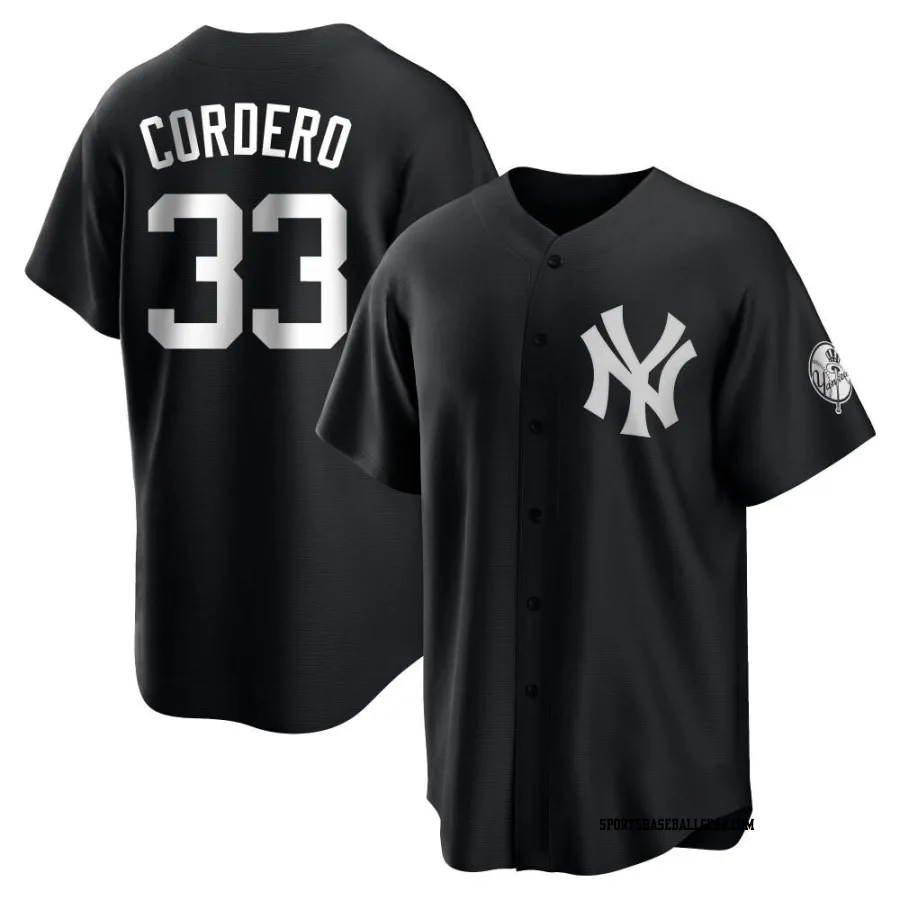 Franchy Cordero Men's New York Yankees Black/White Replica Jersey