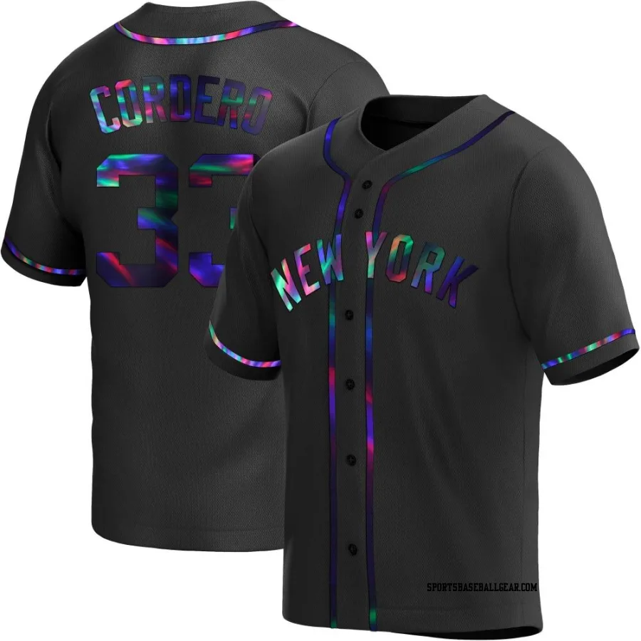 Franchy Cordero Youth New York Yankees Black Holographic Replica Alternate Jersey