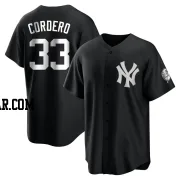 Franchy Cordero Youth New York Yankees Black/White Replica Jersey