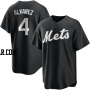 Francisco Alvarez Men's New York Mets Black/White Replica Jersey