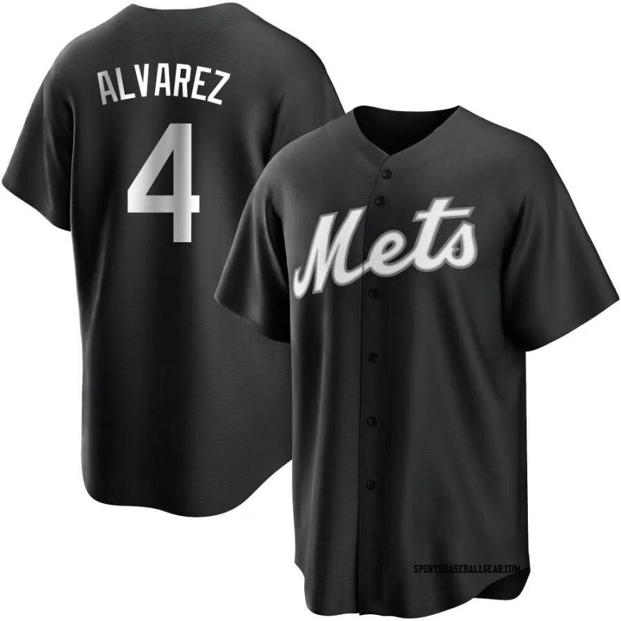 Francisco Alvarez Men's New York Mets Black/White Replica Jersey