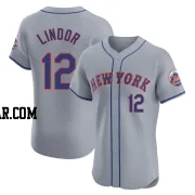 Francisco Lindor Men's New York Mets Gray Elite Road Jersey