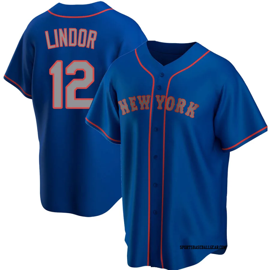 Francisco Lindor Men's New York Mets Royal Replica Alternate Road Jersey