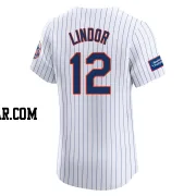 Francisco Lindor Men's New York Mets White Elite Home Patch Jersey