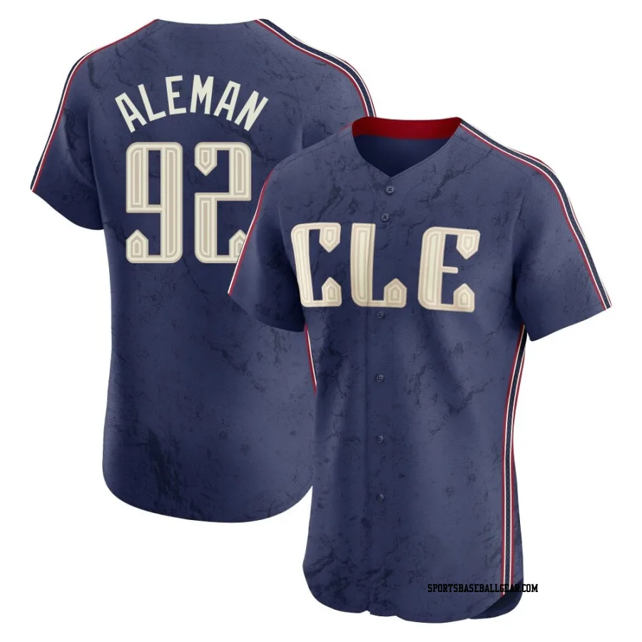 Franco Aleman Men's Cleveland Guardians Navy Elite 2024 City Connect Jersey