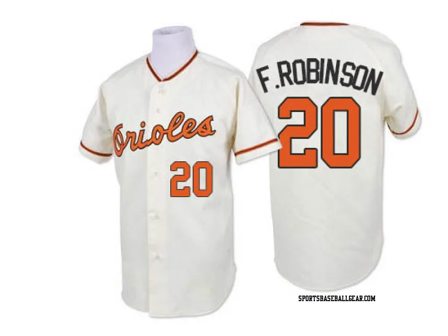 Frank Robinson Men's Baltimore Orioles White Authentic Throwback Jersey