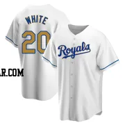 Frank White Men's Kansas City Royals Gold Replica White Home Jersey