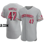 Frankie Montas Men's Cincinnati Reds Gray Authentic Road Jersey