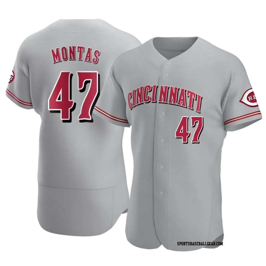 Frankie Montas Men's Cincinnati Reds Gray Authentic Road Jersey