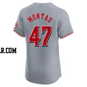 Frankie Montas Men's Cincinnati Reds Gray Elite Road Jersey