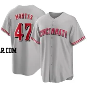 Frankie Montas Men's Cincinnati Reds Gray Replica Road Jersey