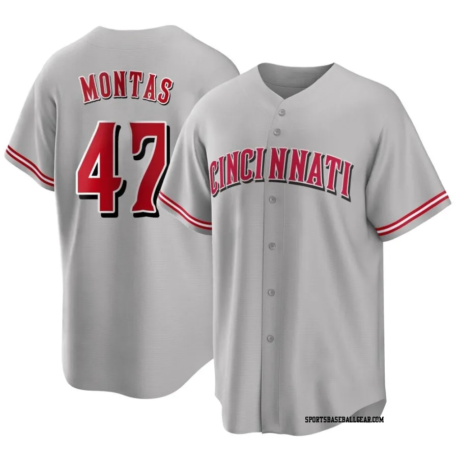 Frankie Montas Men's Cincinnati Reds Gray Replica Road Jersey