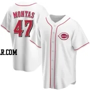 Frankie Montas Men's Cincinnati Reds White Replica Home Jersey