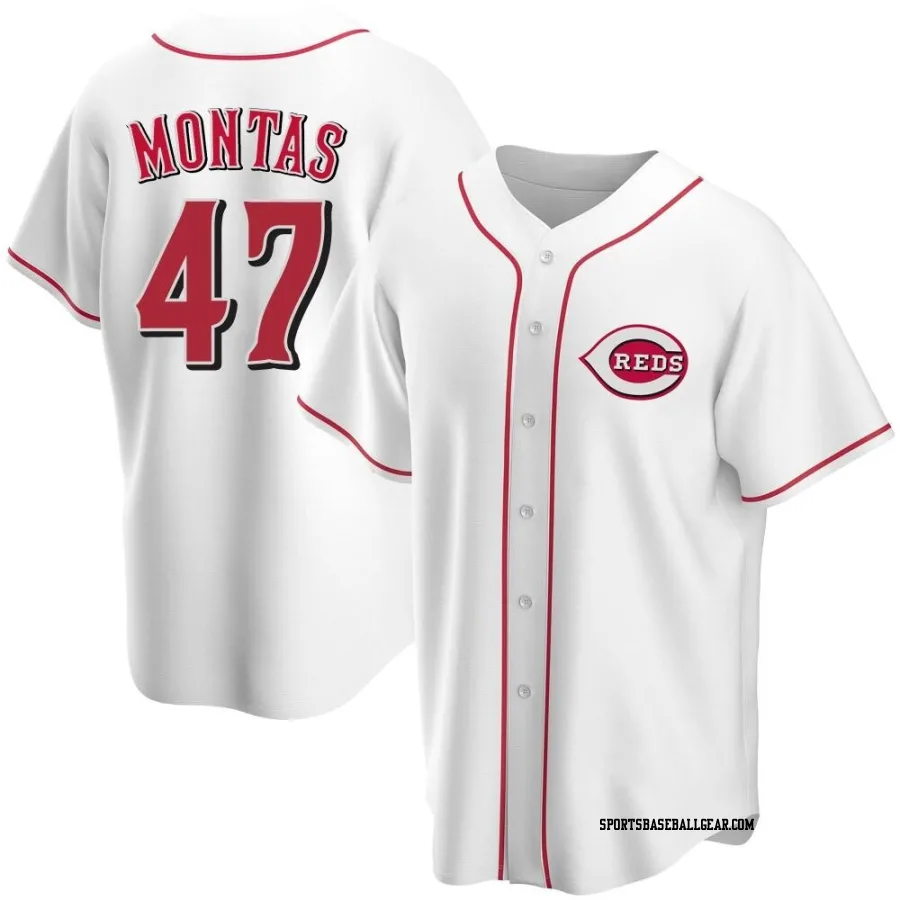 Frankie Montas Men's Cincinnati Reds White Replica Home Jersey