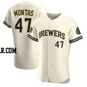 Frankie Montas Men's Milwaukee Brewers Cream Authentic Home Jersey