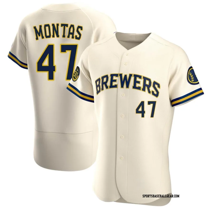 Frankie Montas Men's Milwaukee Brewers Cream Authentic Home Jersey