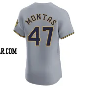 Frankie Montas Men's Milwaukee Brewers Gray Elite Road Jersey