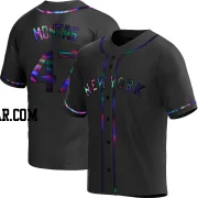 Frankie Montas Men's New York Mets Black Holographic Replica Alternate Jersey