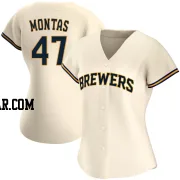 Frankie Montas Women's Milwaukee Brewers Cream Authentic Home Jersey