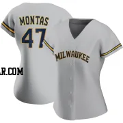 Frankie Montas Women's Milwaukee Brewers Gray Authentic Road Jersey