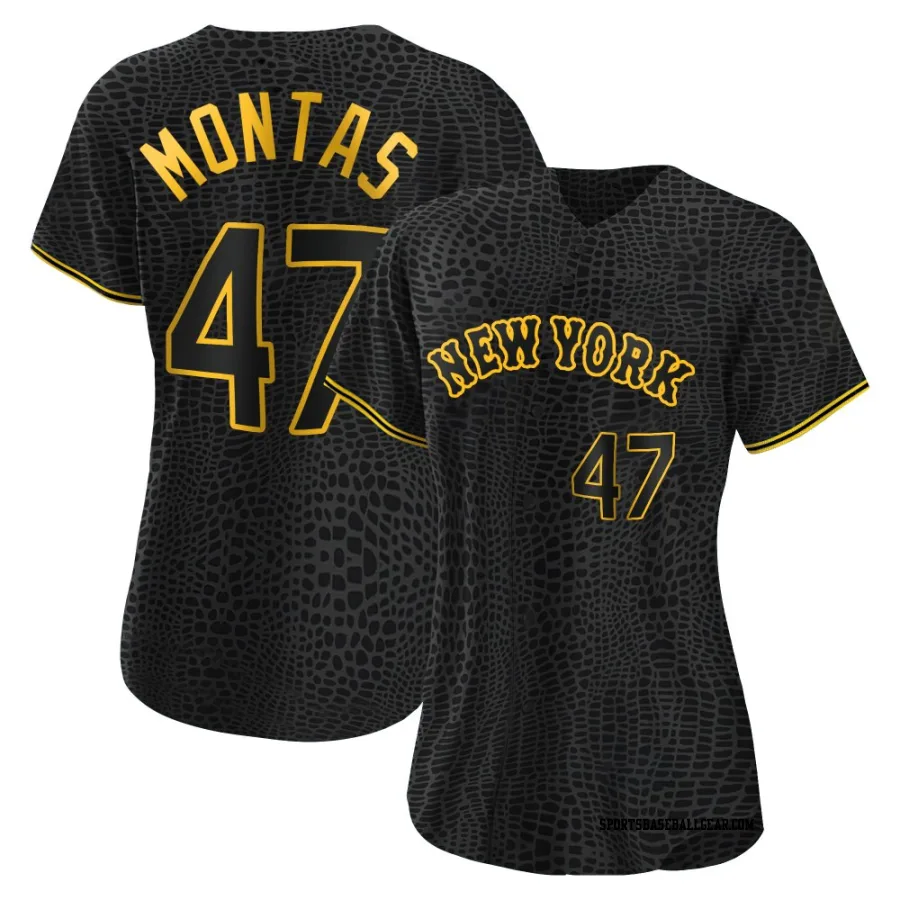 Frankie Montas Women's New York Mets Black Authentic Snake Skin City Jersey