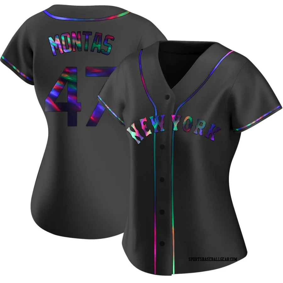 Frankie Montas Women's New York Mets Black Holographic Replica Alternate Jersey