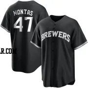 Frankie Montas Youth Milwaukee Brewers Black/White Replica Jersey