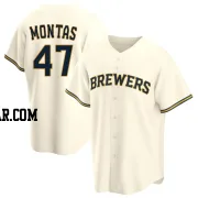 Frankie Montas Youth Milwaukee Brewers Cream Replica Home Jersey