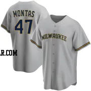 Frankie Montas Youth Milwaukee Brewers Gray Replica Road Jersey