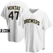 Frankie Montas Youth Milwaukee Brewers White Replica Home Jersey