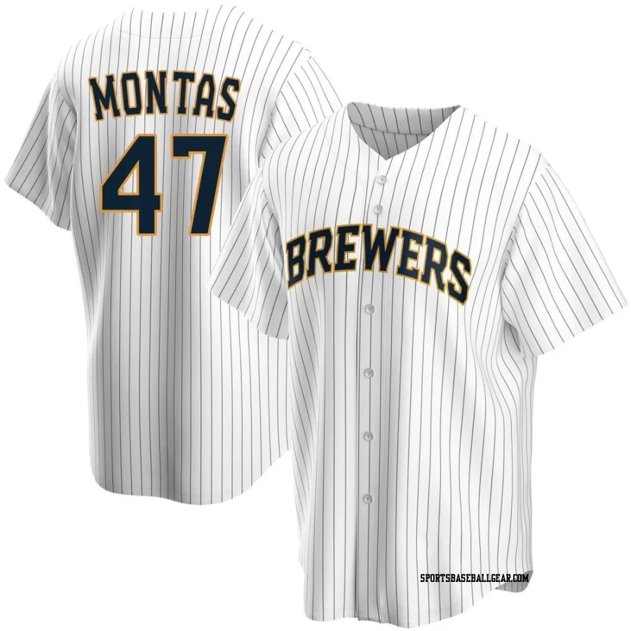 Frankie Montas Youth Milwaukee Brewers White Replica Home Jersey