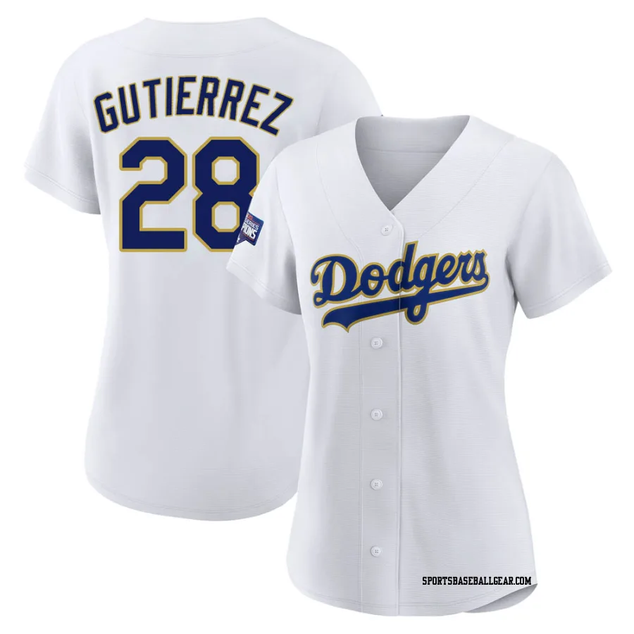 Franklin Gutierrez Women's Los Angeles Dodgers White/Gold Authentic 2021 Gold Program Player Jersey