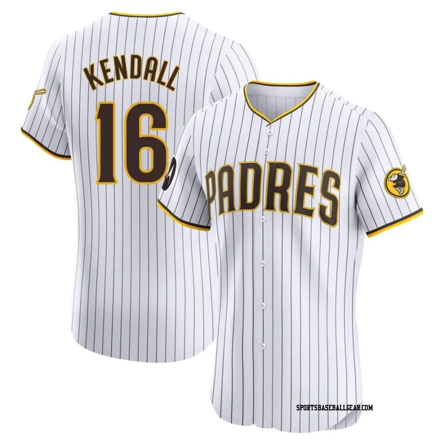 Fred Kendall Men's San Diego Padres White Elite Home Patch Jersey