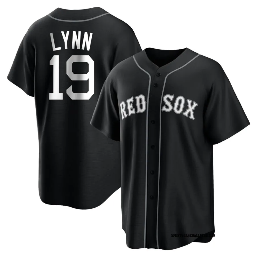 Fred Lynn Men's Boston Red Sox Black/White Replica Jersey